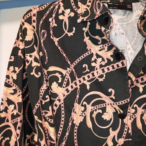 ASOS long sleeve snap close shirt dress in abstract print sz 6 NWT   /B1 - Picture 5 of 11